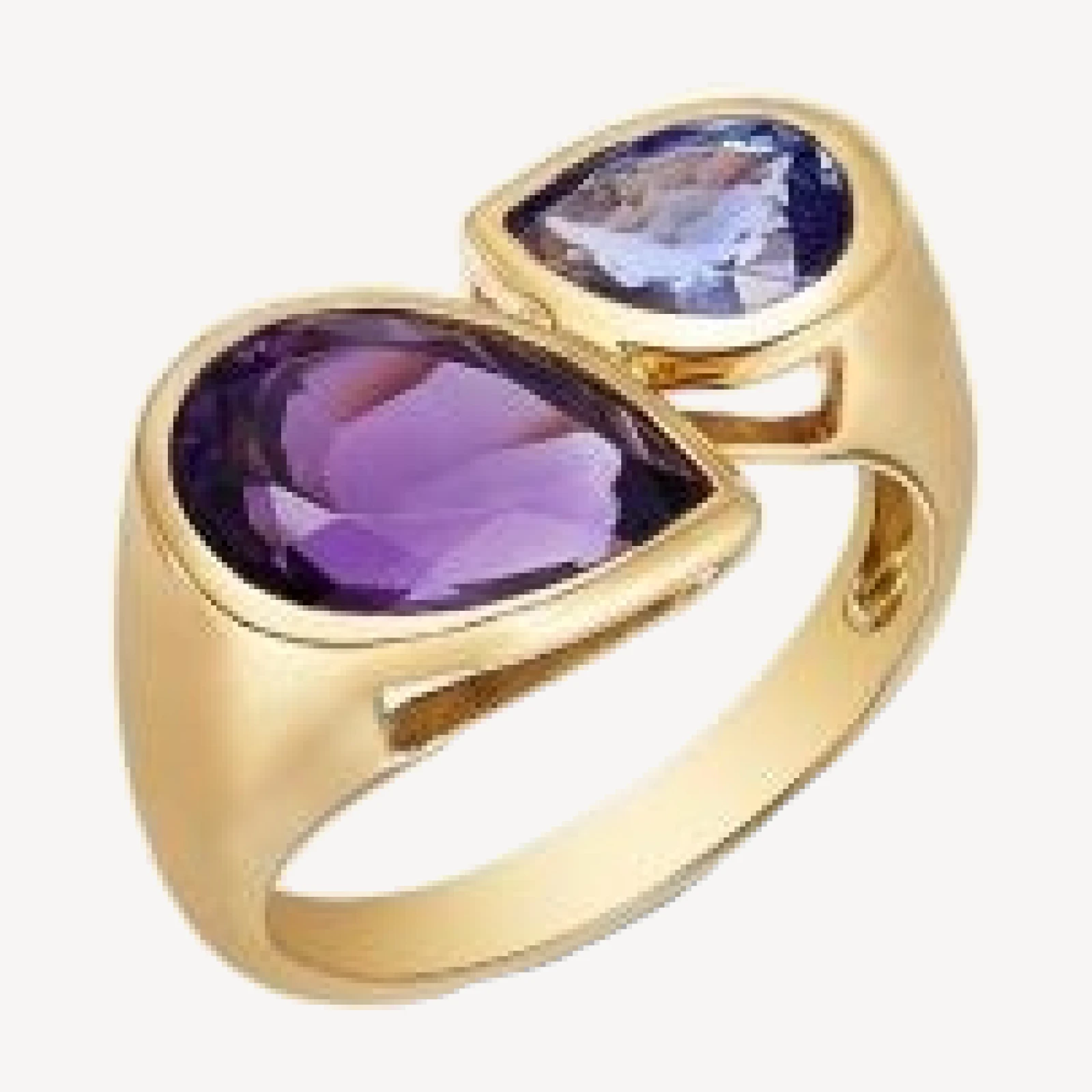 Bloomingdale's Fine Collection Amethyst & Tanzanite Double Pear Bypass Ring in 14K Yellow Gold