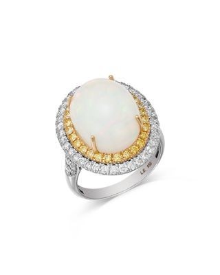 Bloomingdale's Fine Collection Opal & White & Yellow Diamond Limited Edition Halo Ring in 14K Yellow & White Gold