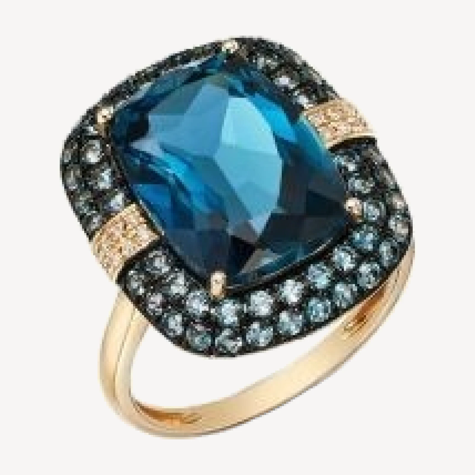 Bloomingdale's Fine Collection London Blue Topaz & Diamond Double Halo Ring in 14K Yellow Gold
