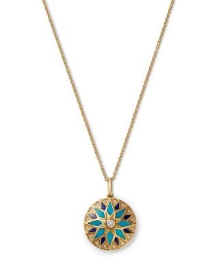 Bloomingdale's Fine Collection Lapis, Lazuli, Turquoise & Diamond Pendant Necklace in 14K Yellow Gold, 18