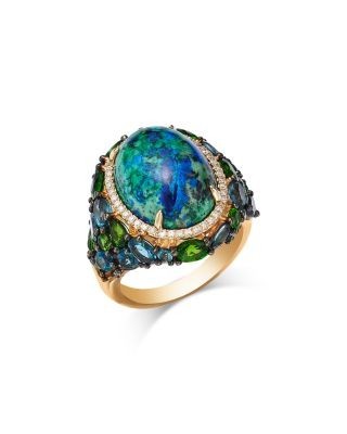 Bloomingdale's Fine Collection Multi Gemstone & Diamond Oval Halo Statement Ring in 14K Yellow Gold