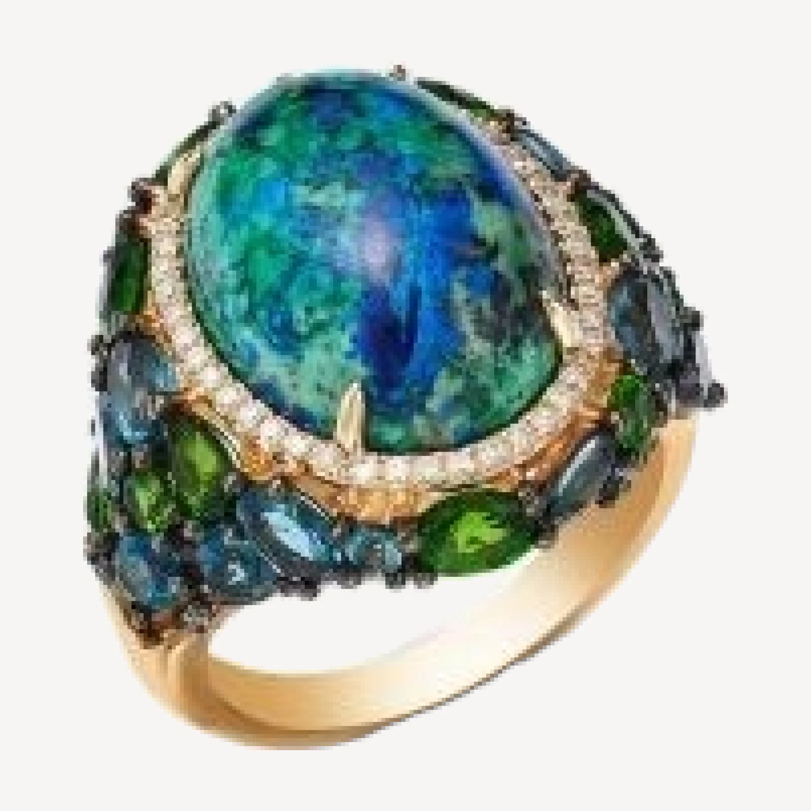 Bloomingdale's Fine Collection Multi Gemstone & Diamond Oval Halo Statement Ring in 14K Yellow Gold