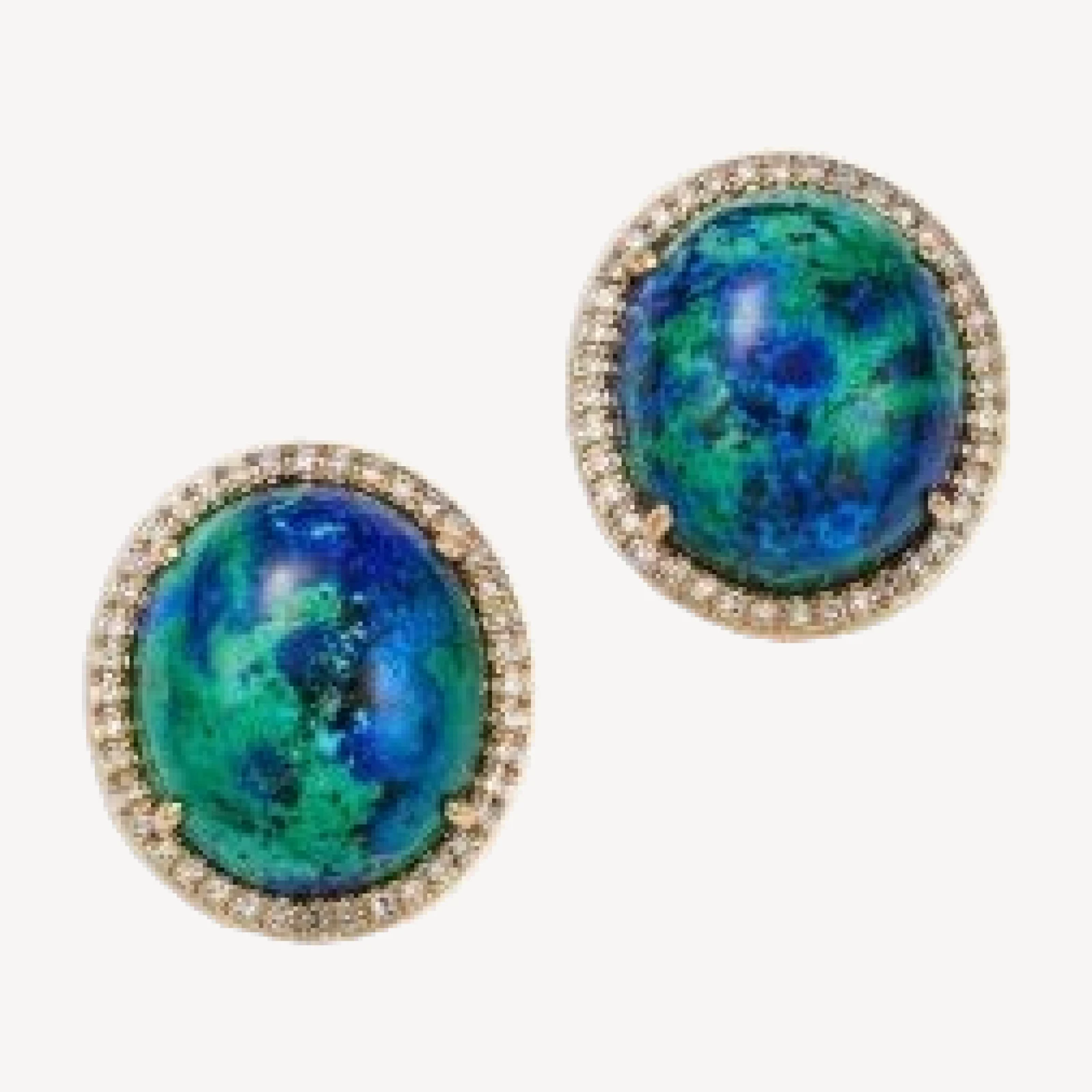 Bloomingdale's Fine Collection Azurite Malachite & Diamond Halo Stud Earrings in 14K Yellow Gold