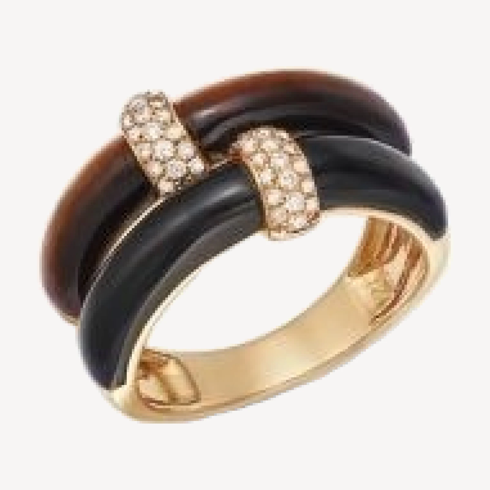 Bloomingdale's Fine Collection Tiger Eye, Onyx & Diamond Faux Stack Ring in 14K Yellow Gold