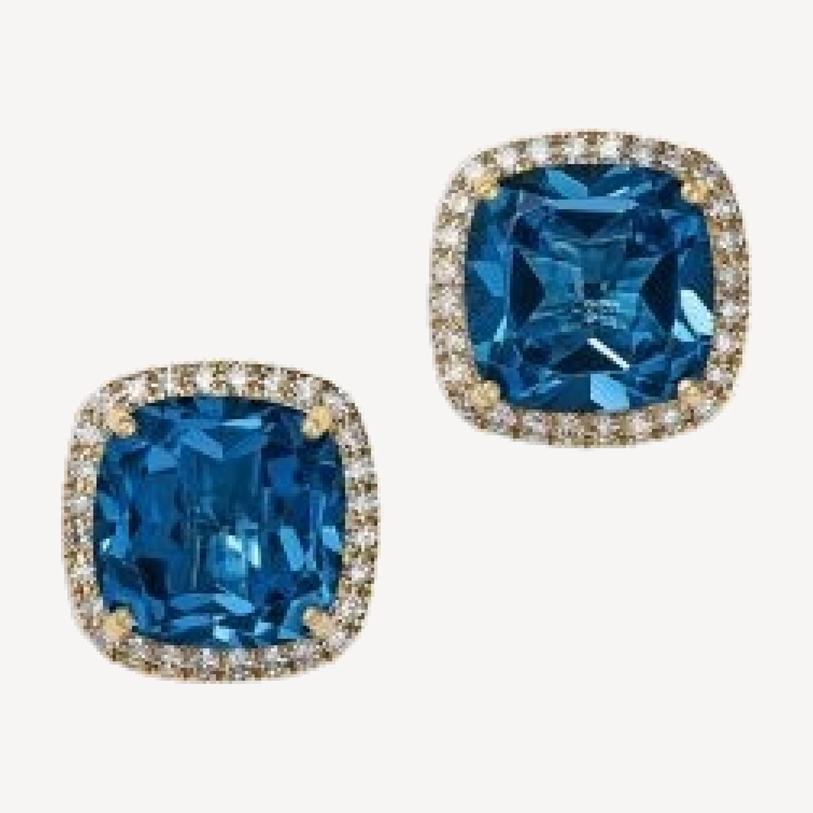 Bloomingdale's Fine Collection London Blue Topaz & Diamond Halo Stud Earrings in 14K Yellow Gold