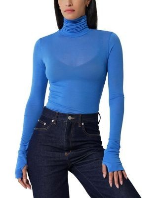 Marcella Eloise Sheer Turtleneck Top
