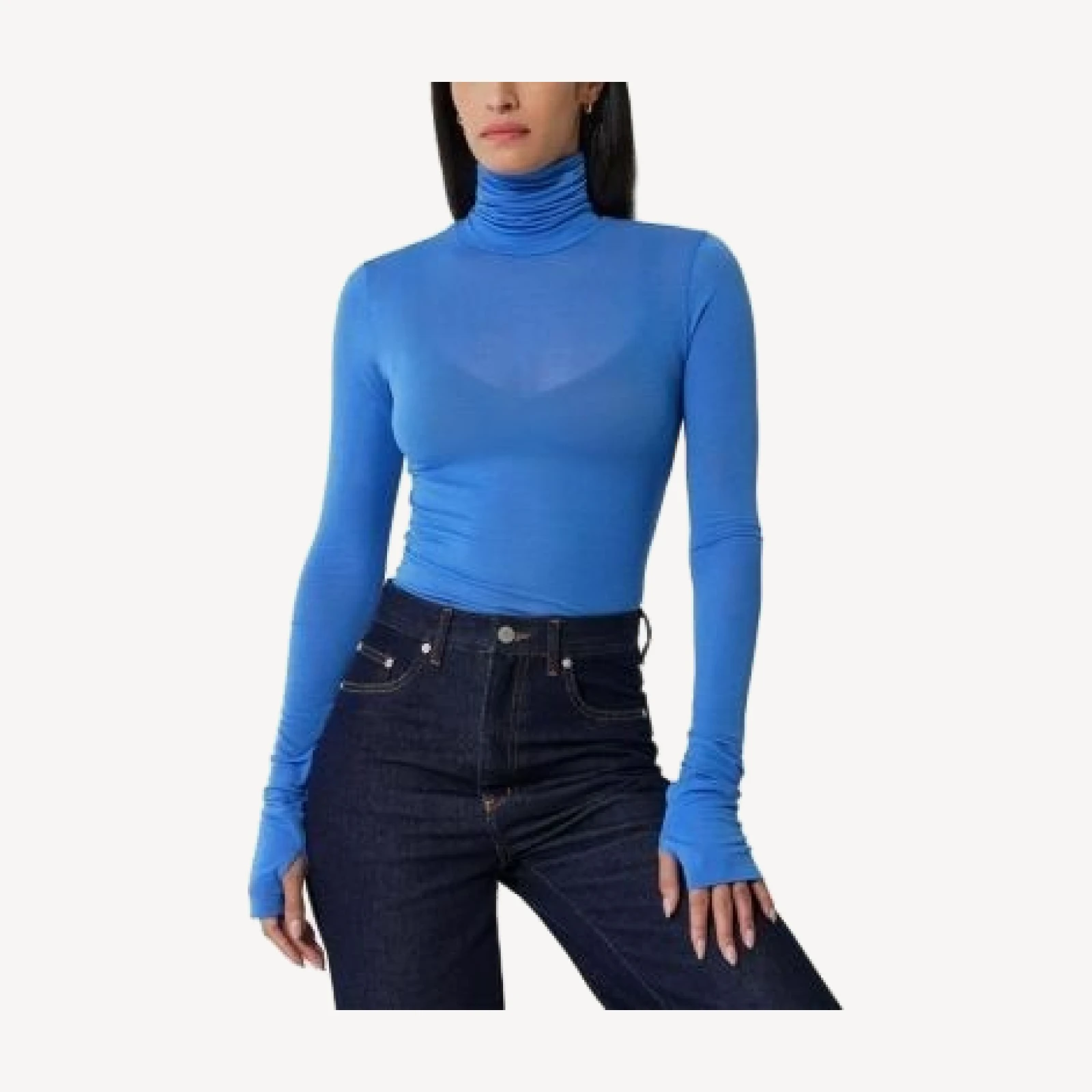 Marcella Eloise Sheer Turtleneck Top