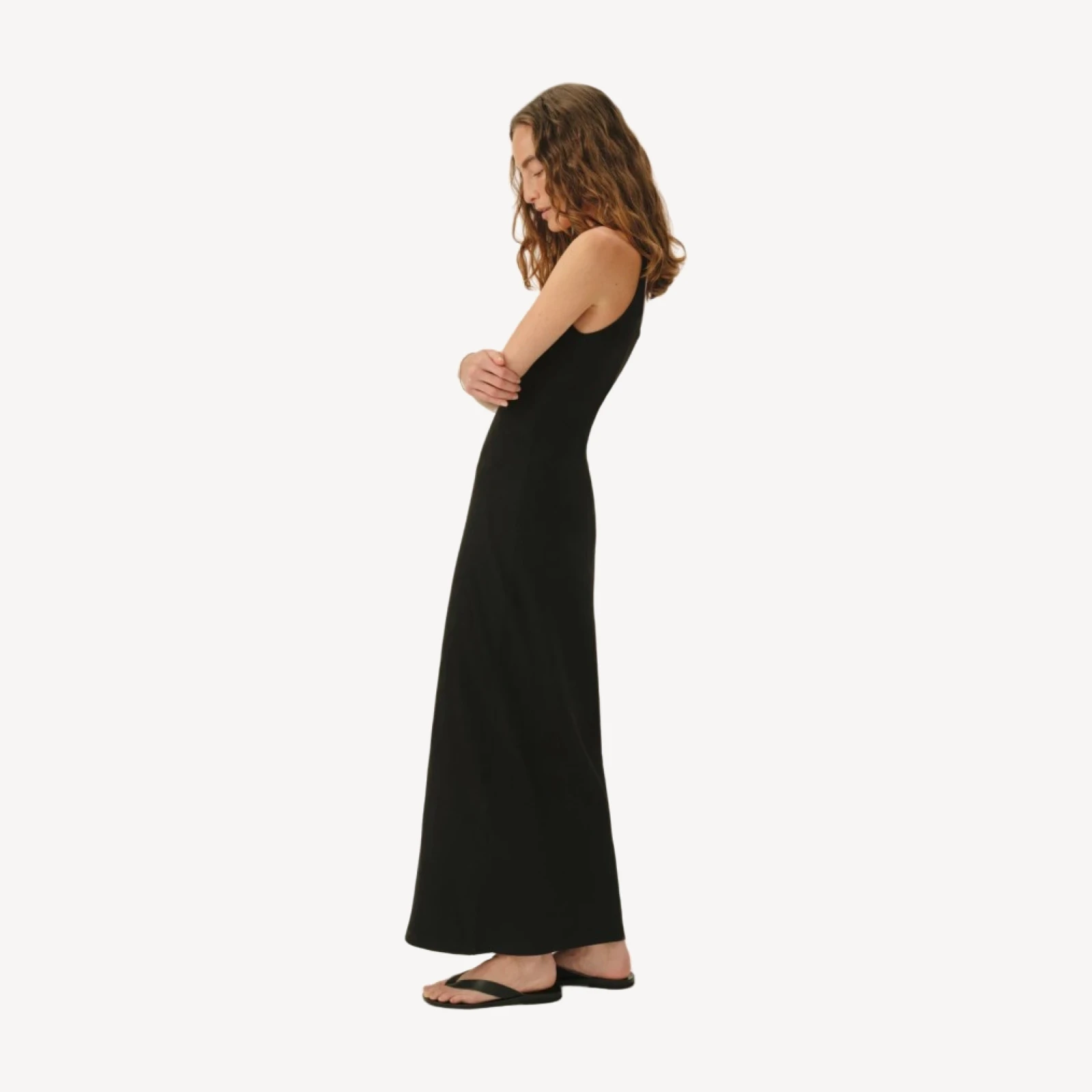 Black Surplus Rib Scoop Tank Dress