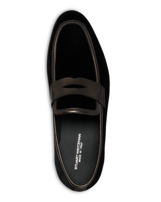 Stuart Weitzman Men's Dino Velvet & Leather Penny Loafers
