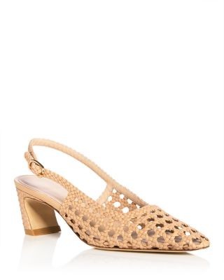 Stuart Weitzman Women's Stassi 50 Woven Slingback Pumps