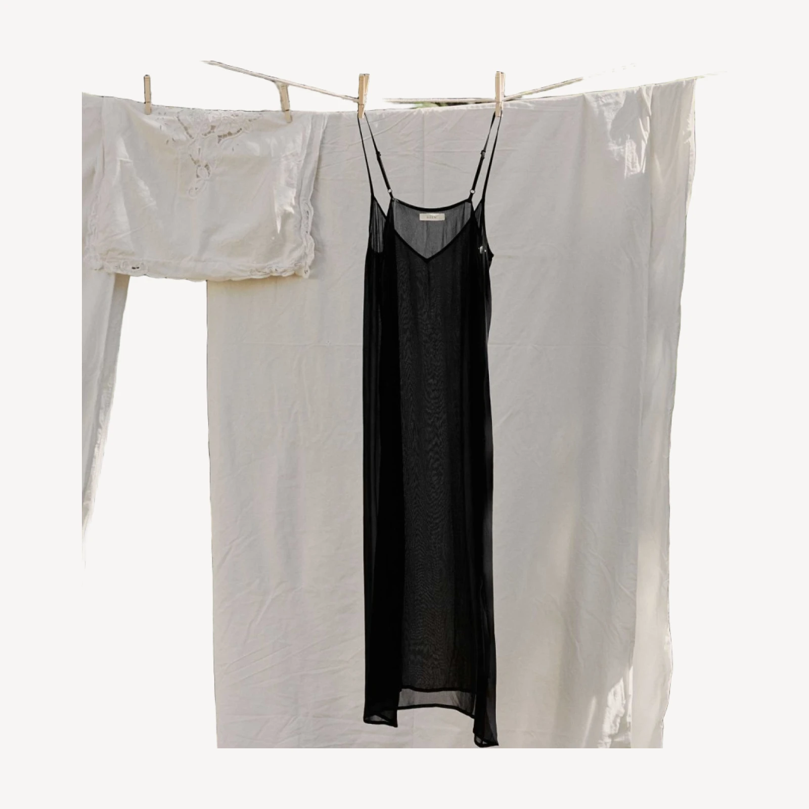 LONG DEEP V-NECK SLIP -- BLACK