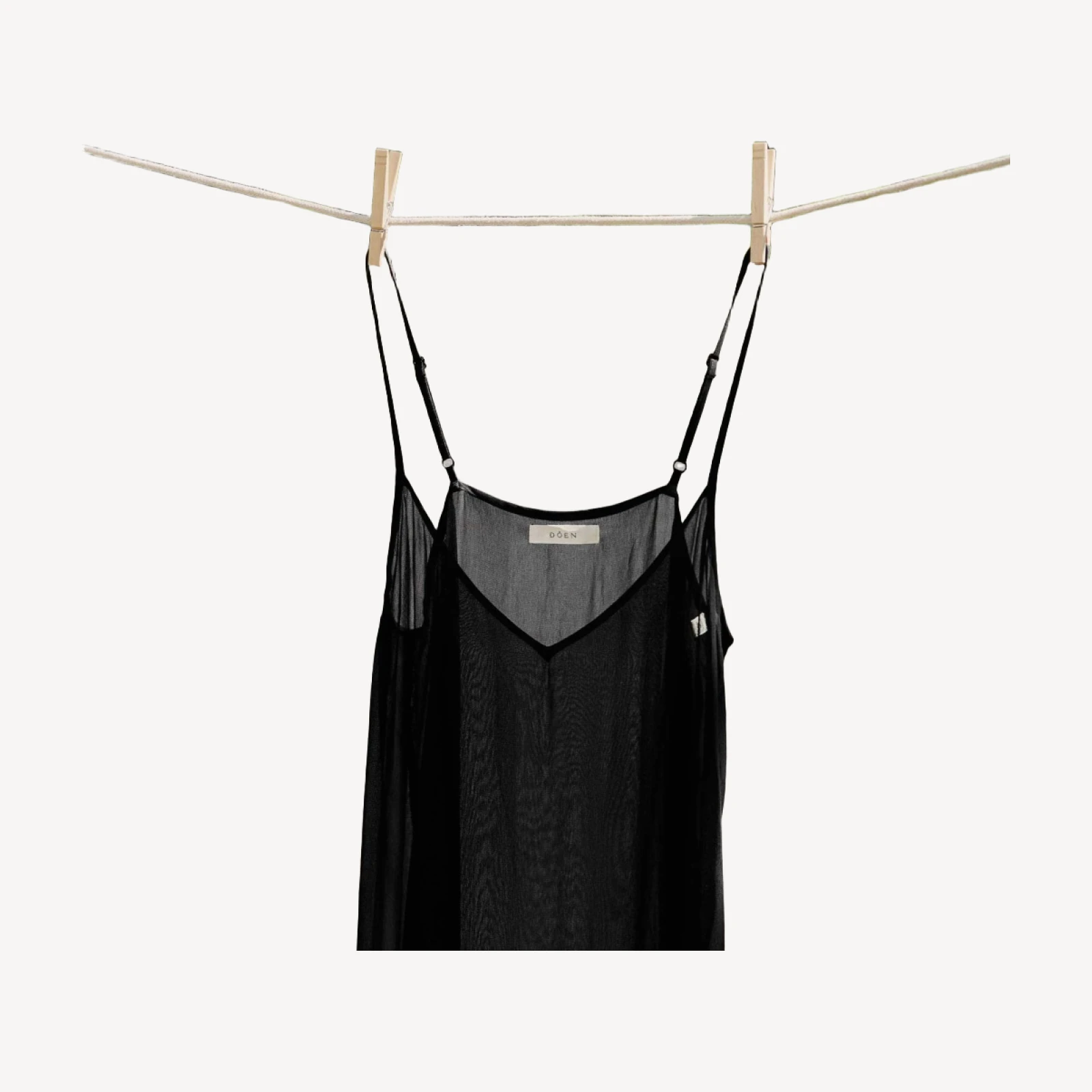 LONG DEEP V-NECK SLIP -- BLACK
