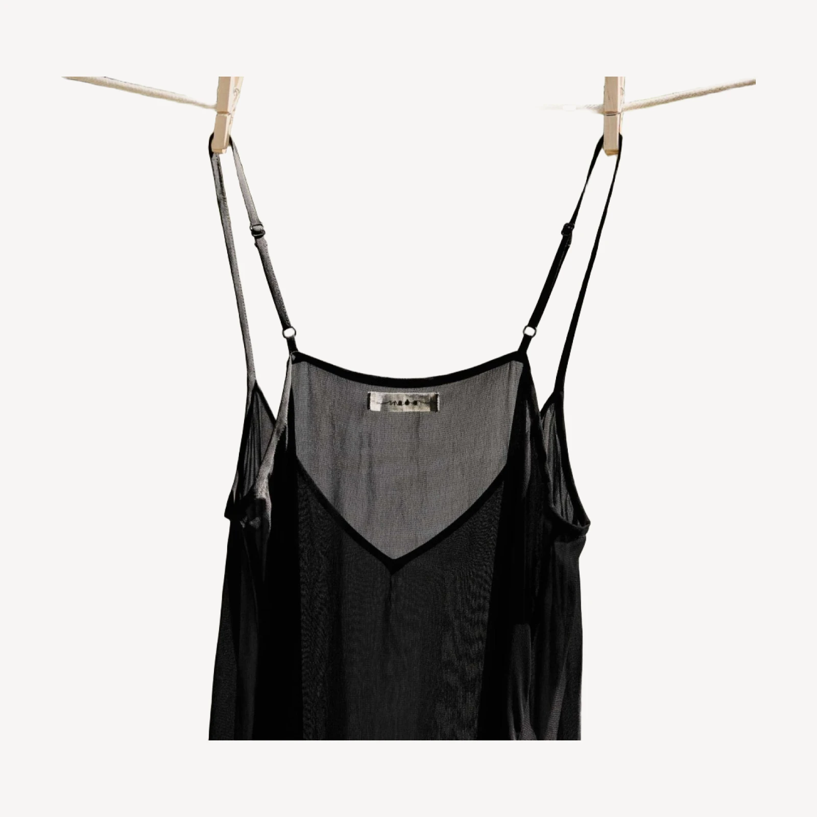 LONG DEEP V-NECK SLIP -- BLACK
