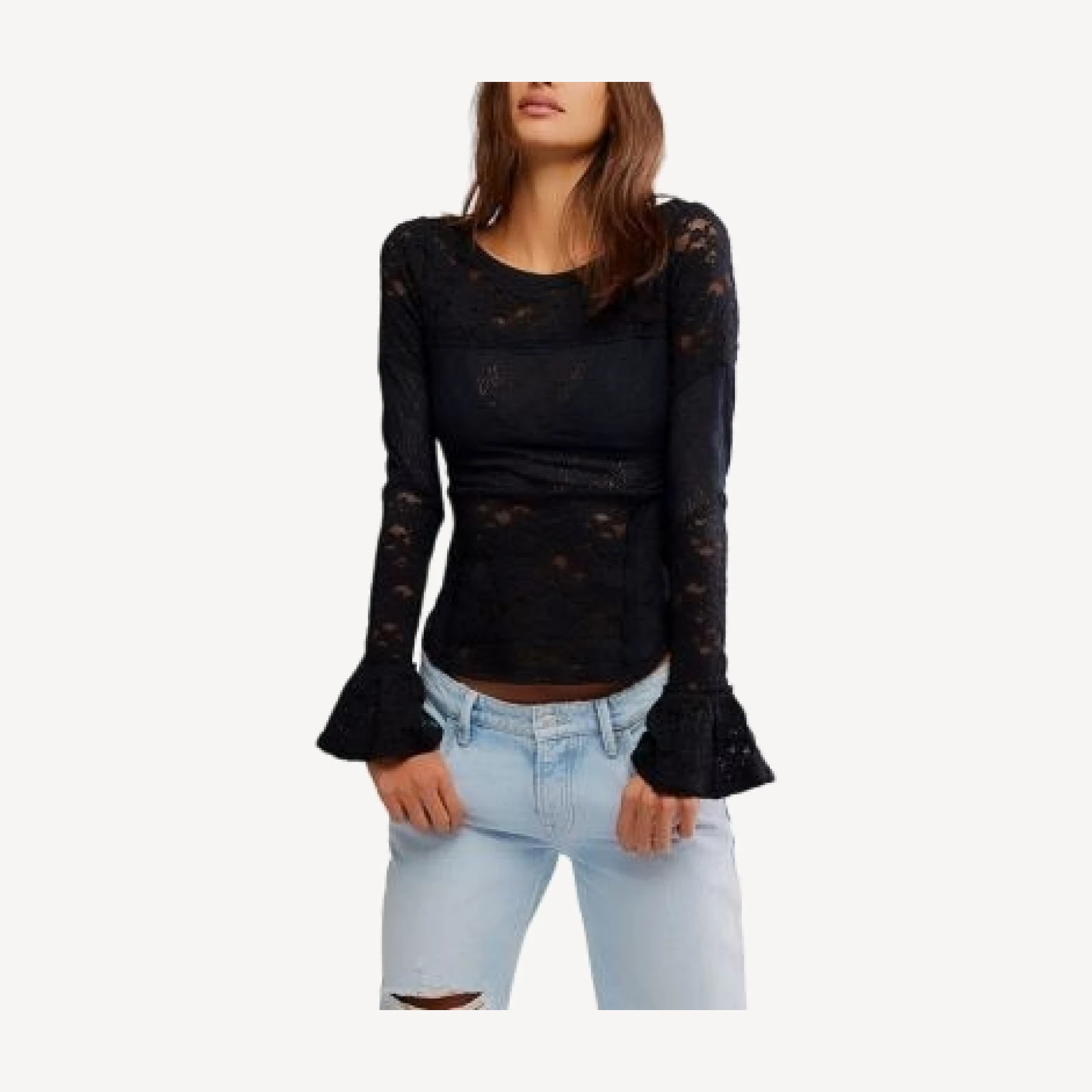 Free People Lace Layering Long Sleeve Top