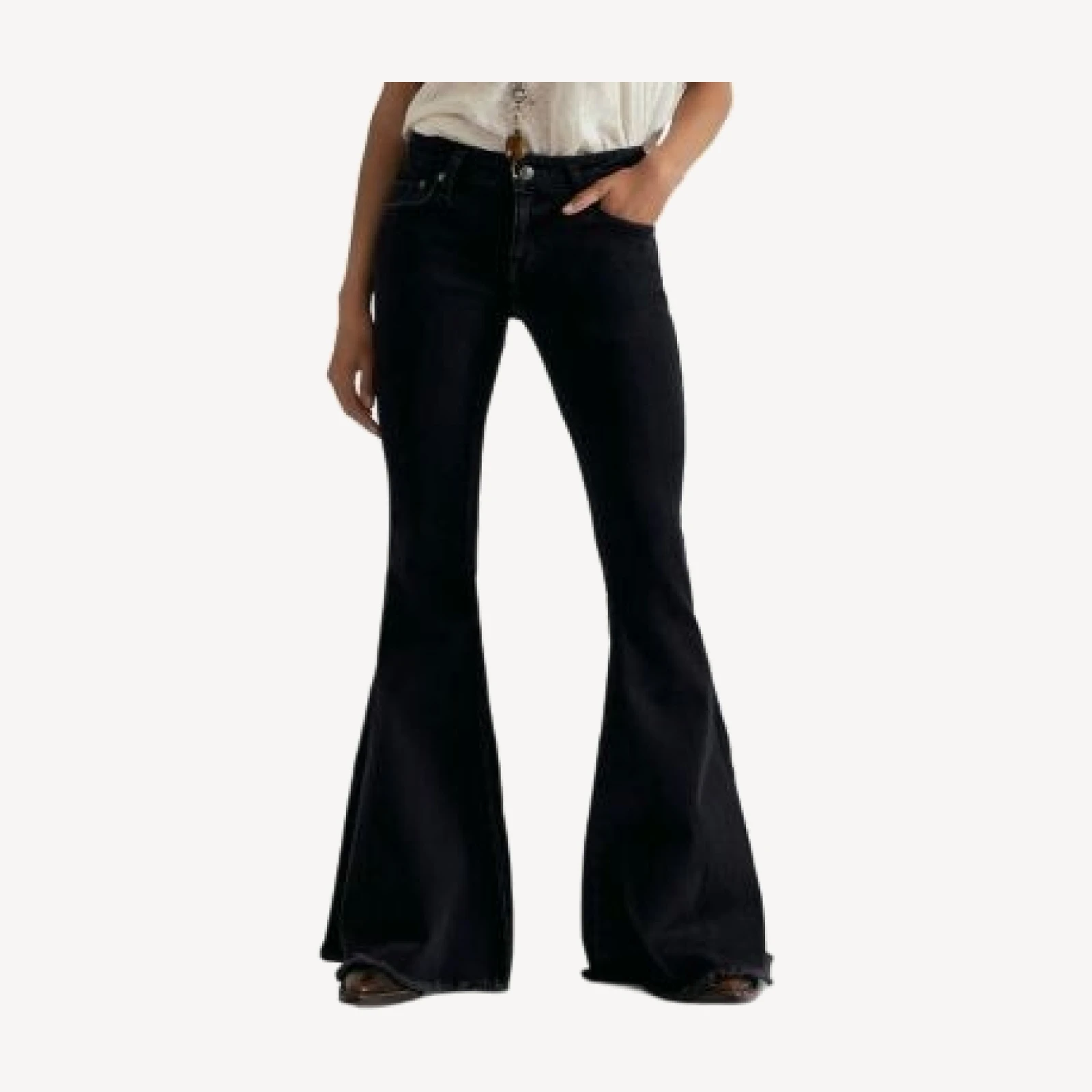 Free People Emre Mid Rise Flare Jeans in Black Orchid