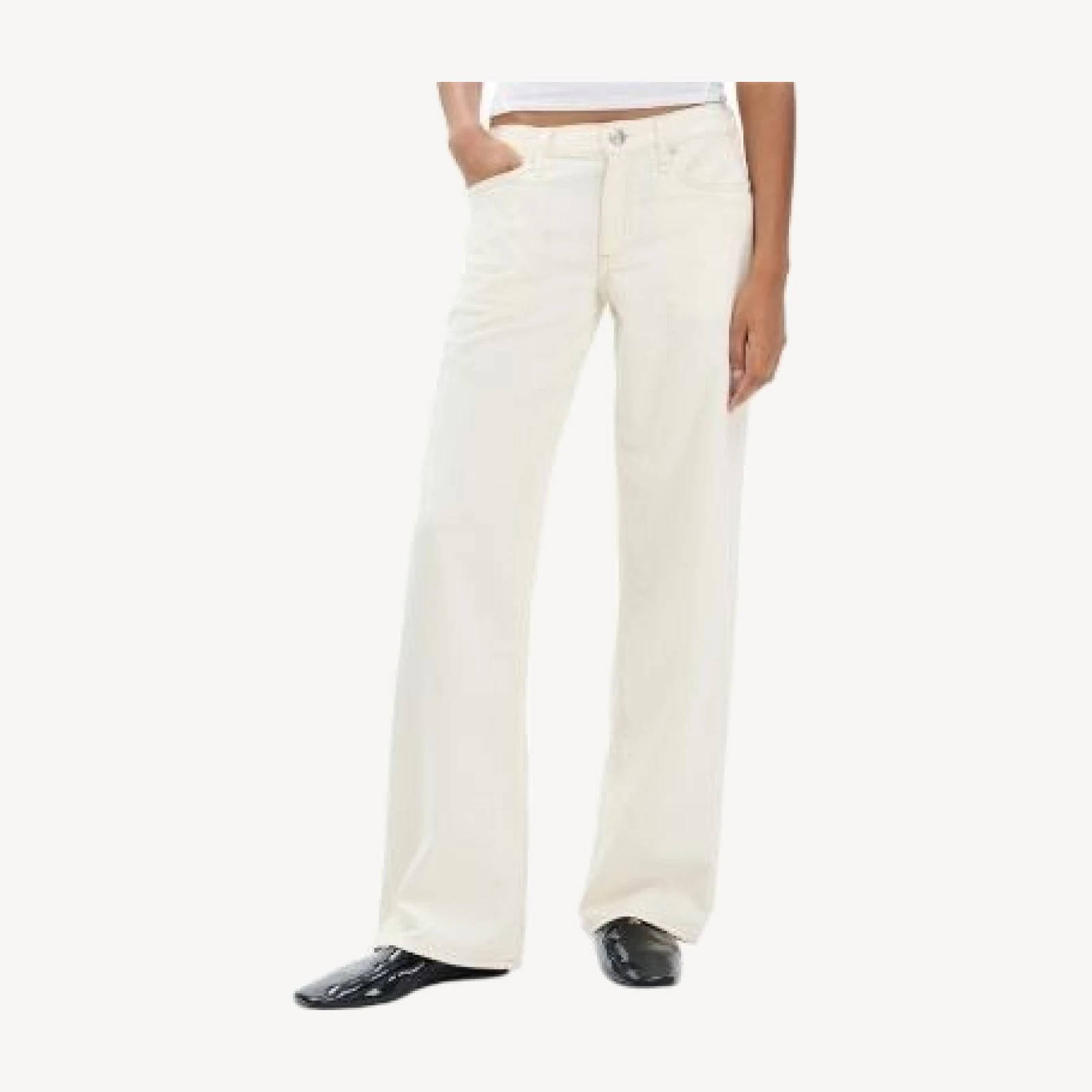 rag & bone The Saige High Rise Straight Jeans in Ecru
