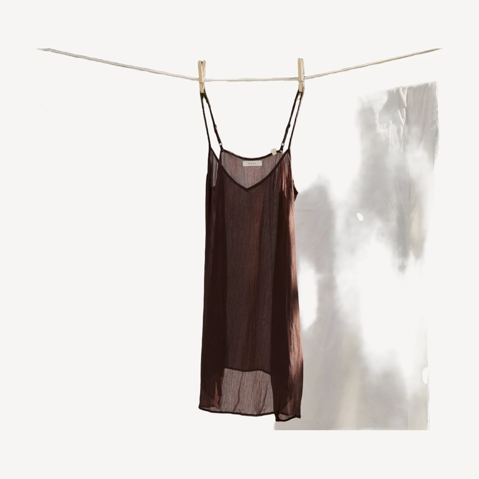 SHORT DEEP V-NECK SLIP -- UMBER