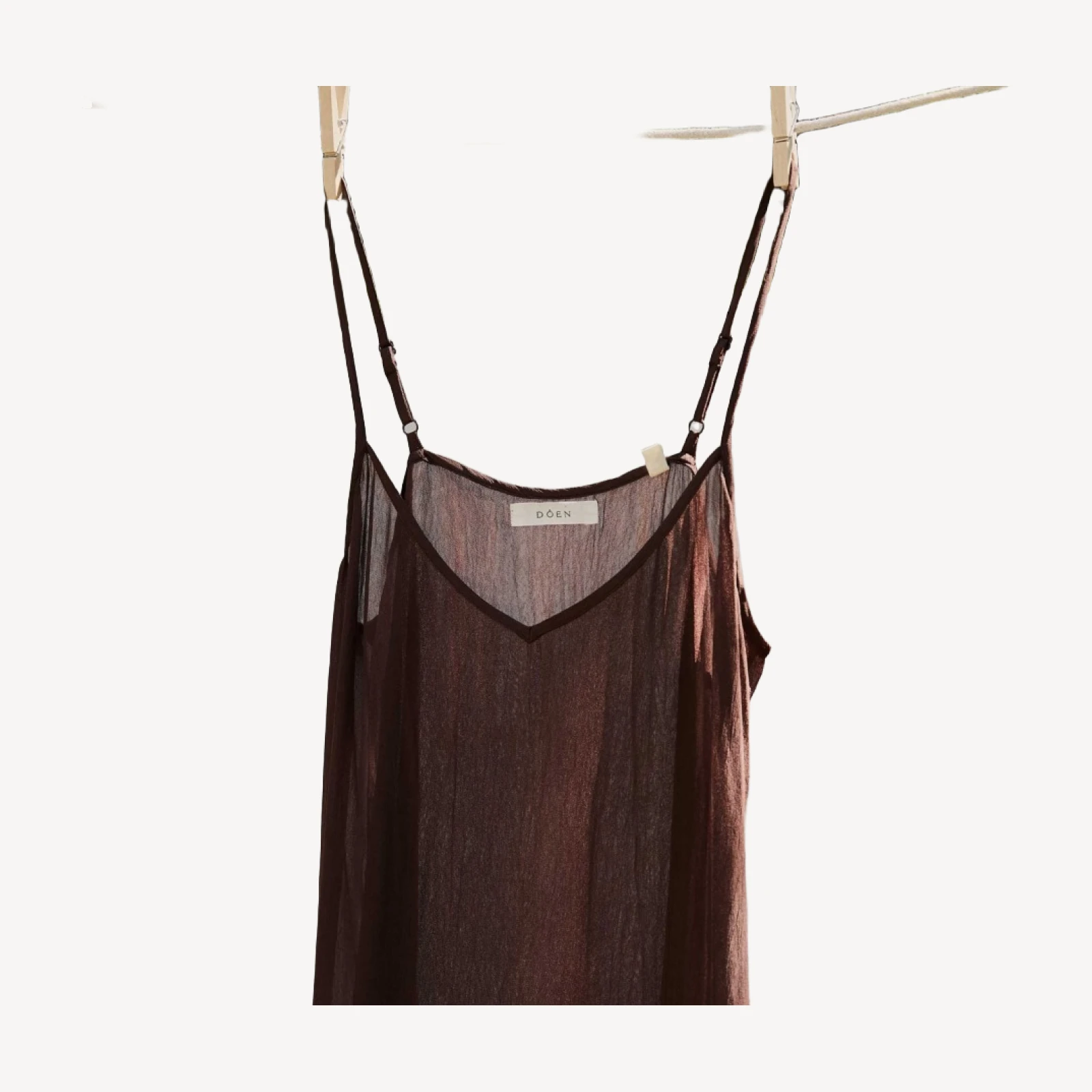 SHORT DEEP V-NECK SLIP -- UMBER