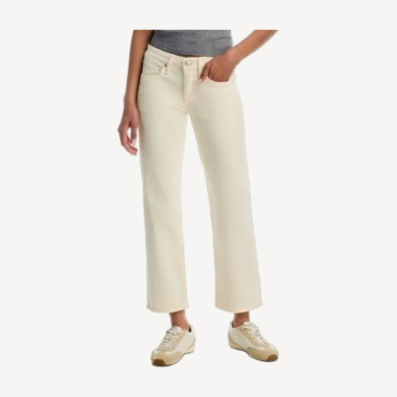 rag & bone Harlow Low Rise Straight Ankle Jeans in Ecru