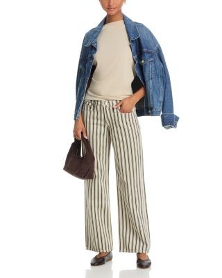rag & bone Mid Rise Straight Jeans in Green Stripe