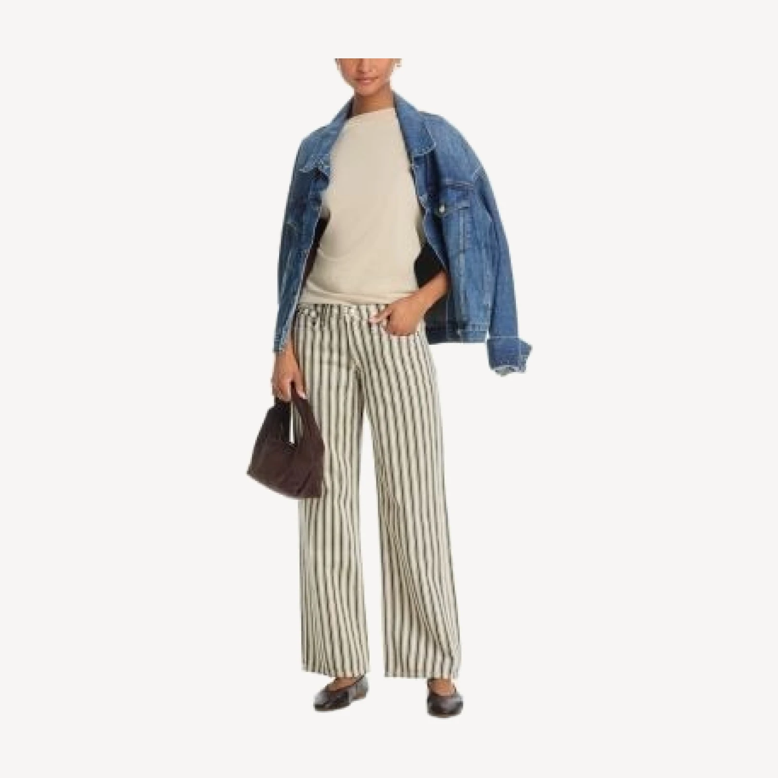 rag & bone Mid Rise Straight Jeans in Green Stripe