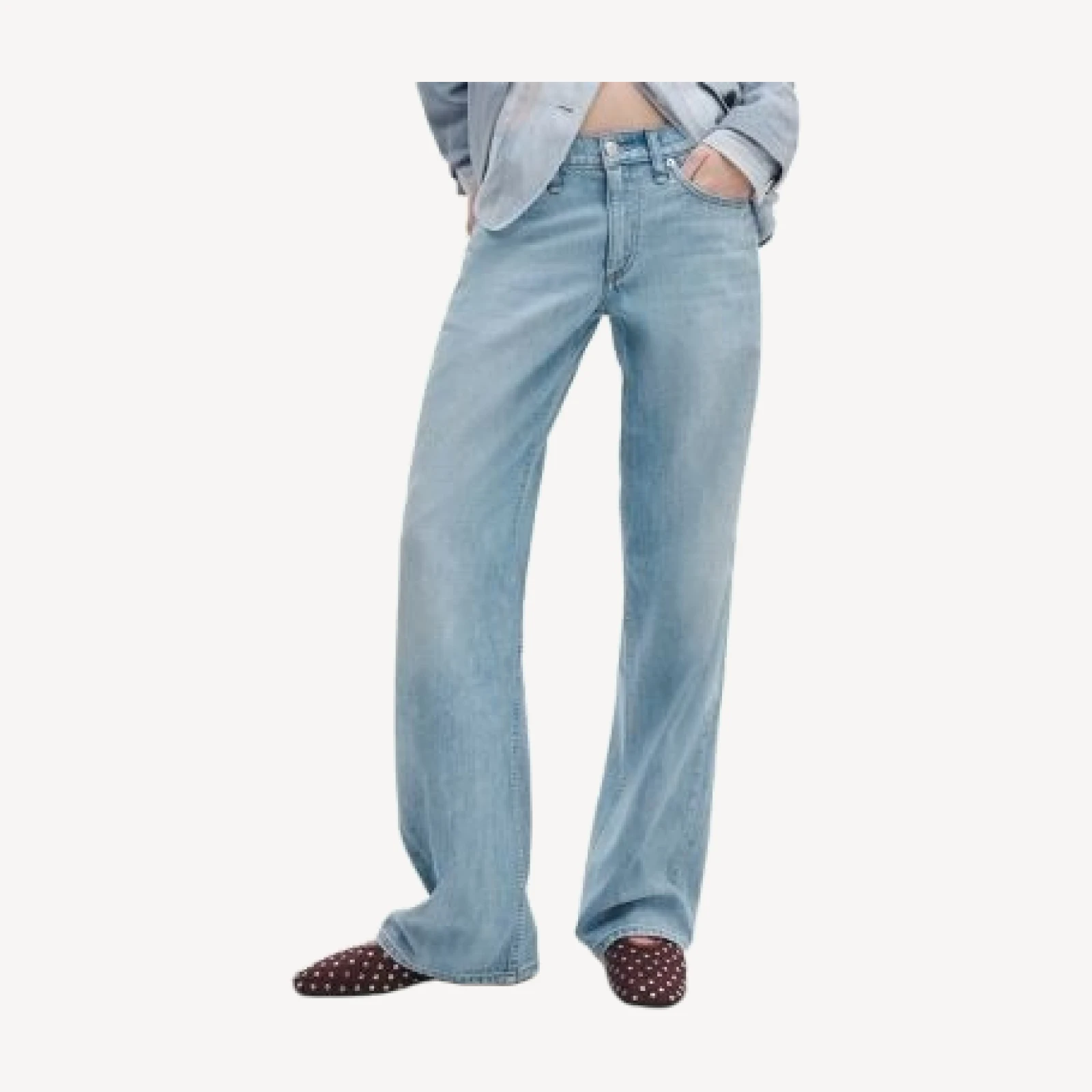 rag & bone Featherweight Cam Full Mid Rise Straight Jeans in Moon