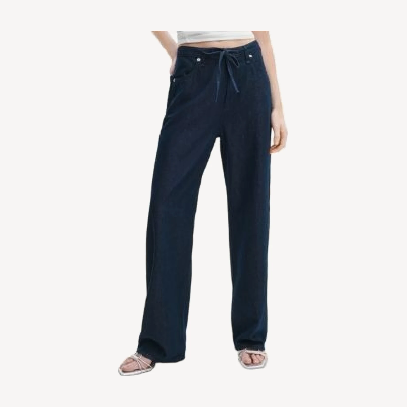 rag & bone Phoebe High Rise Drawstring Wide Leg Jeans in Dusk Rinse