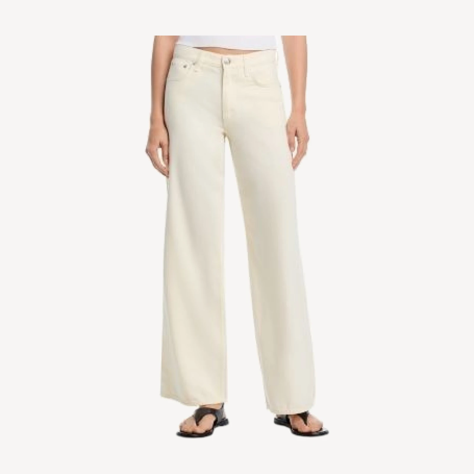 rag & bone Andi Featherweight Wide Leg Ankle Jeans in Ecru