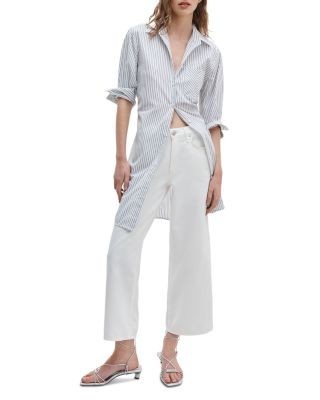 rag & bone Featherweight Andi High Rise Ankle Wide Leg Jeans in White
