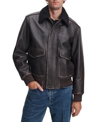 rag & bone Manston Leather Fleece Collar Flight Jacket, photo 1