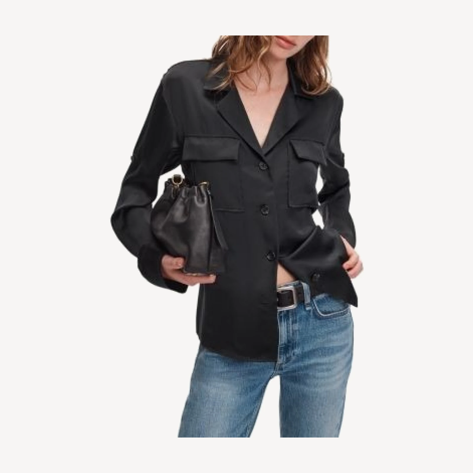 rag & bone Sonny Silk Notch Collar Blouse