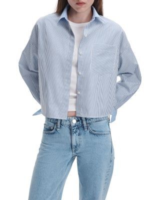 rag & bone Marin Multi Stripe Cropped Shirt