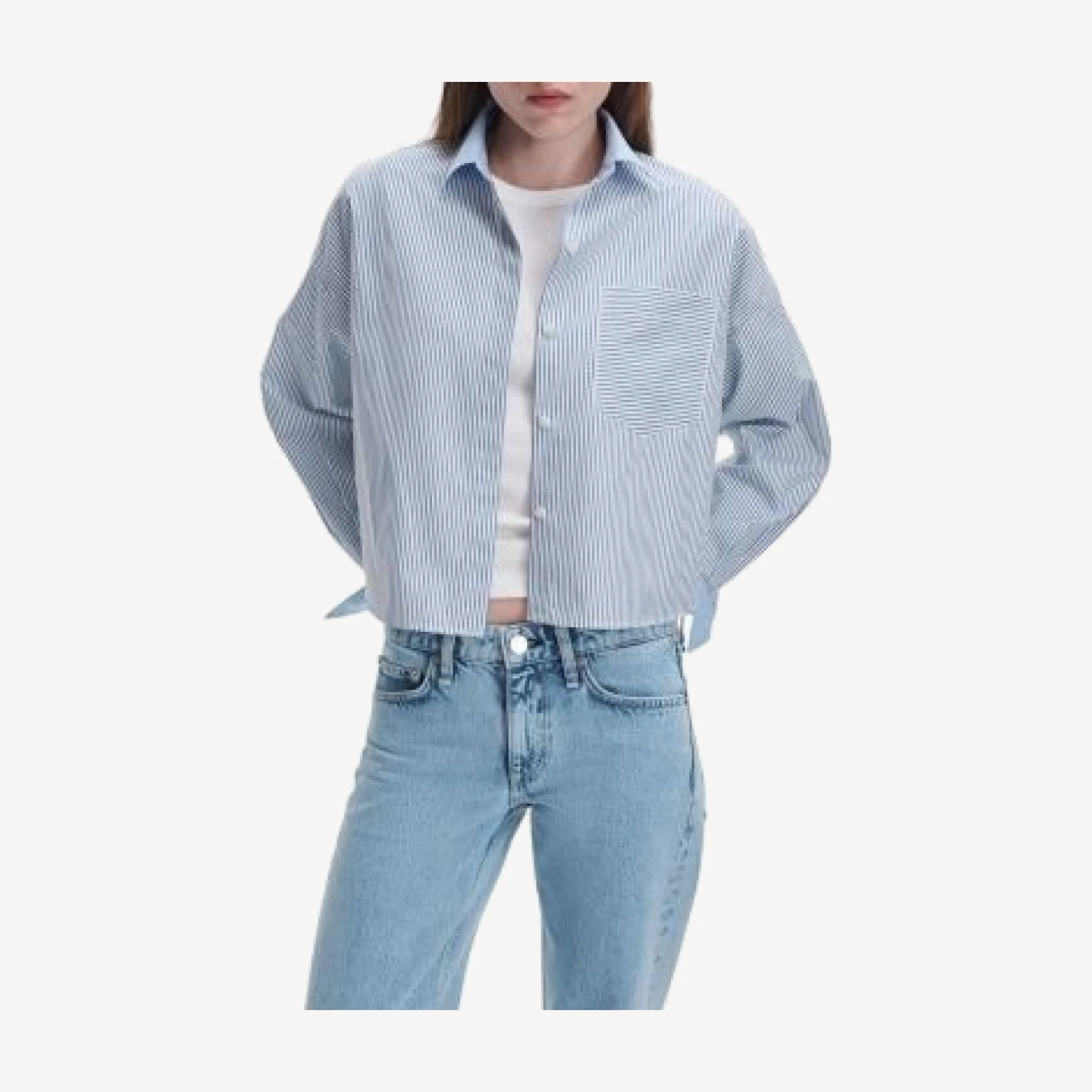 rag & bone Marin Multi Stripe Cropped Shirt