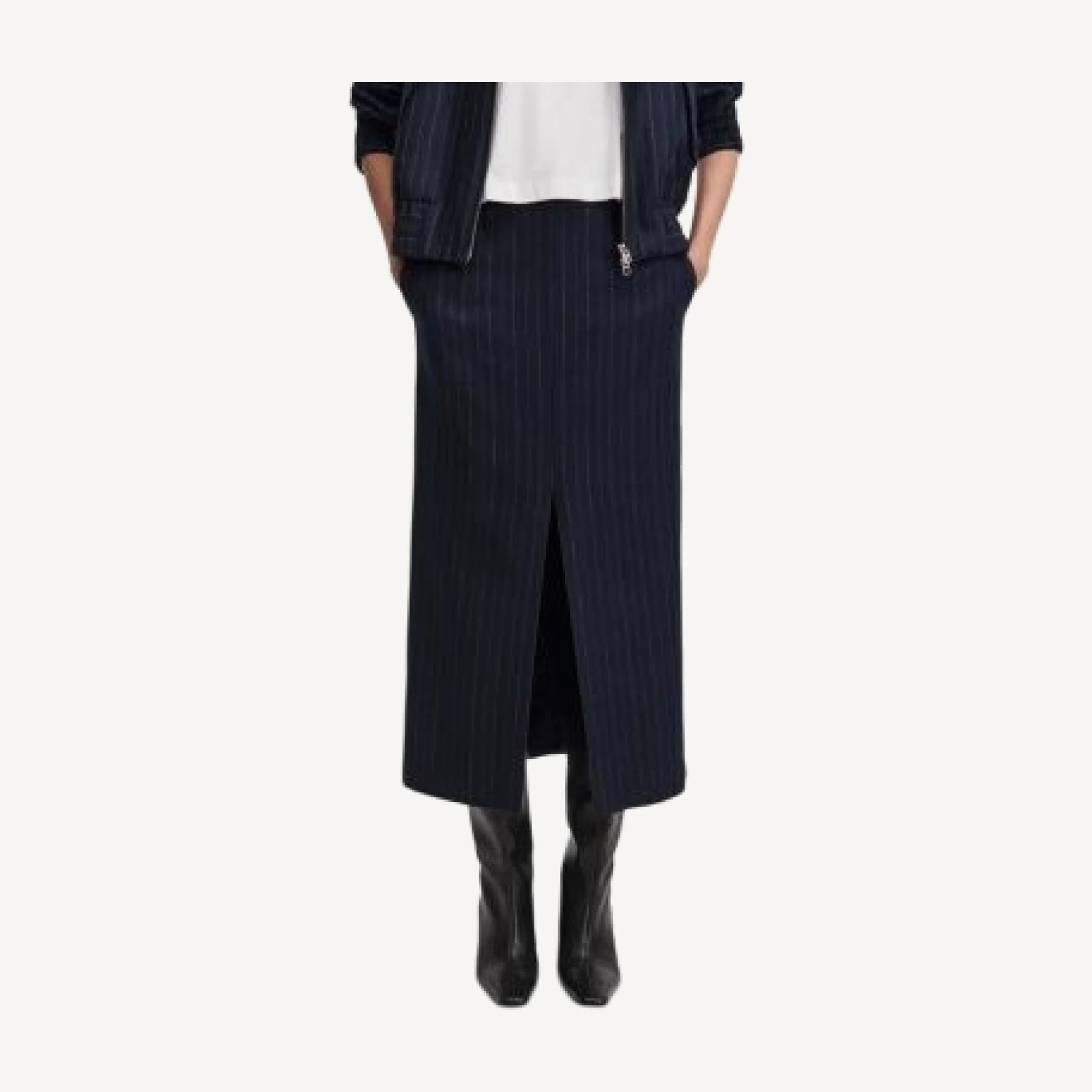 rag & bone Bessie Wool Blend Pinstriped Midi Skirt