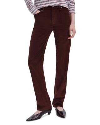 rag & bone Harlow Corduroy High Rise Slim Straight Jeans in Dark Burgundy