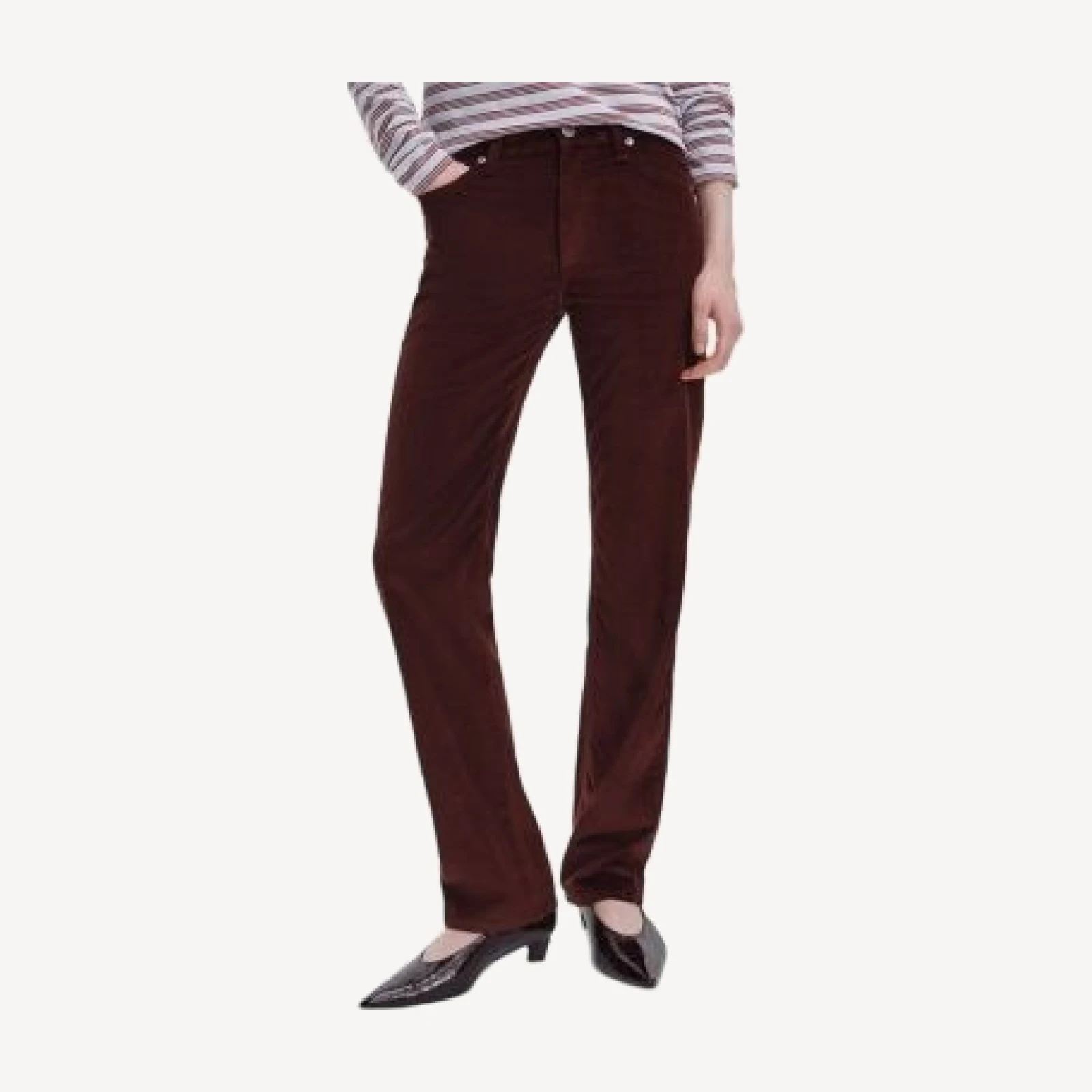 rag & bone Harlow Corduroy High Rise Slim Straight Jeans in Dark Burgundy