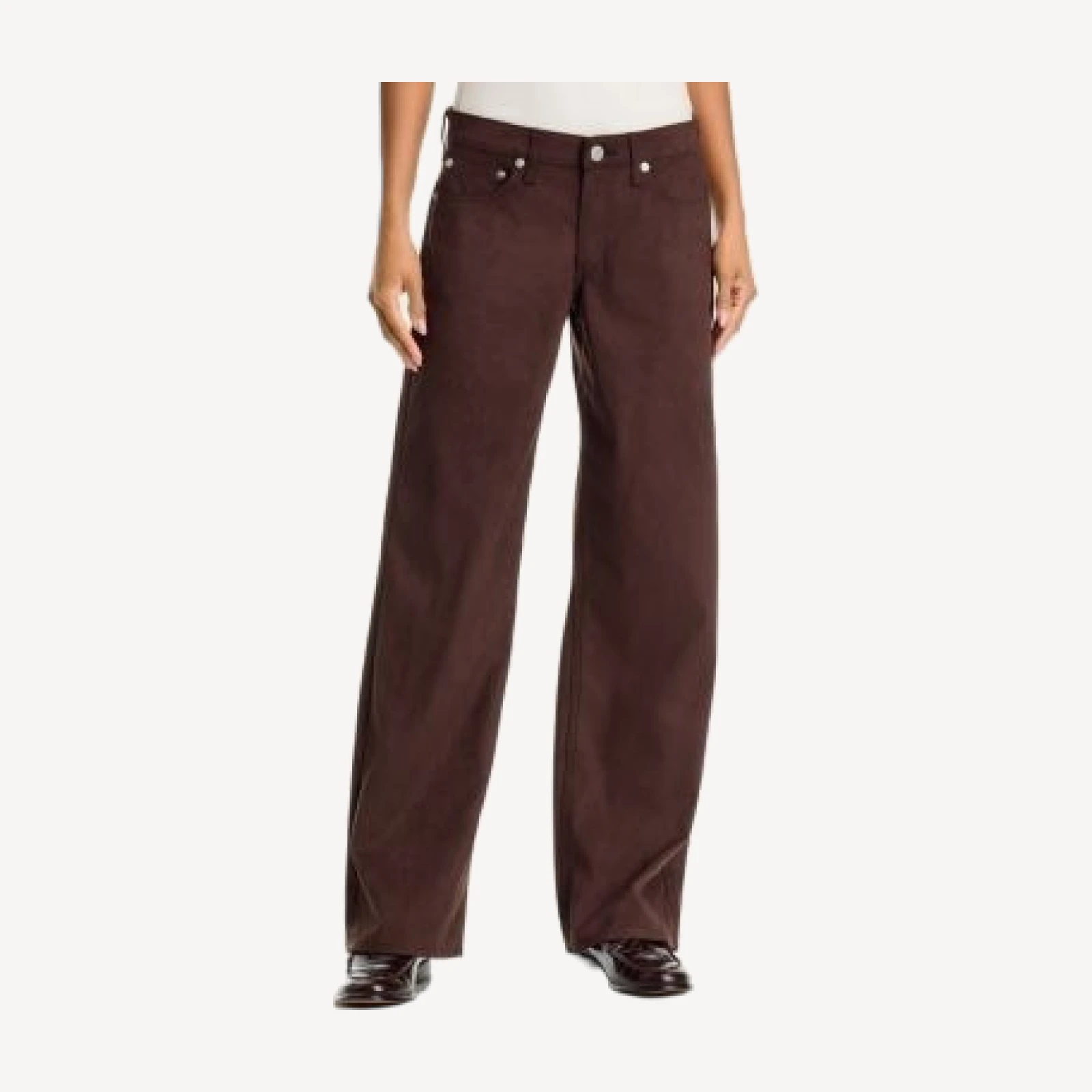 rag & bone Cam Faux Suede Mid Rise Straight Jeans in Dark Brown