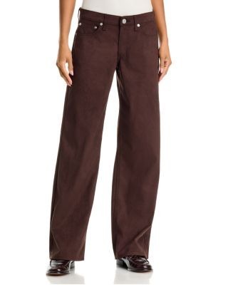 rag & bone Cam Faux Suede Mid Rise Straight Jeans in Dark Brown