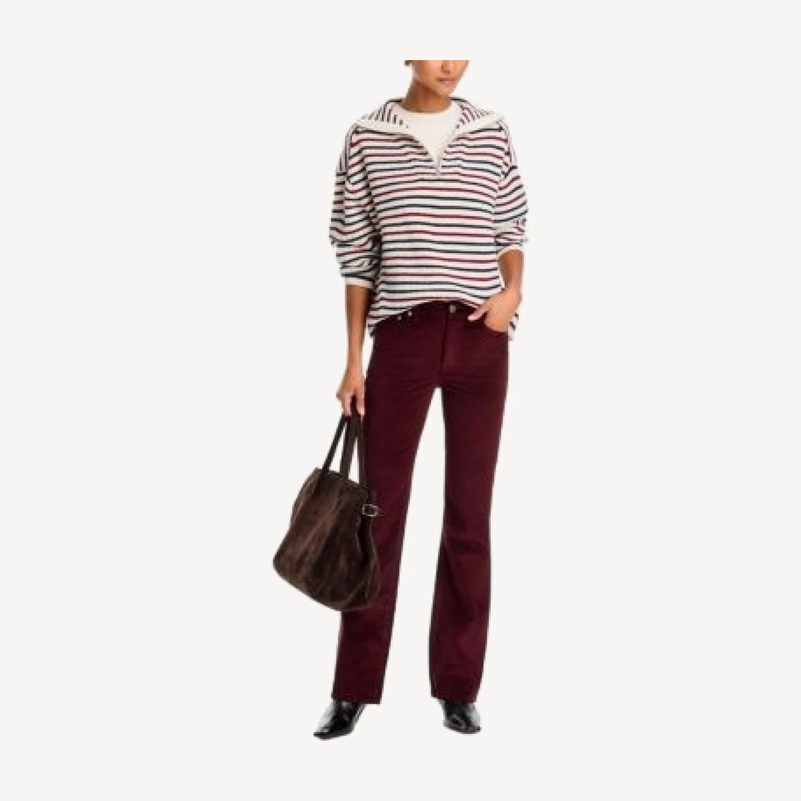 rag & bone Corduroy Peyton Mid Rise Bootcut Jeans in Dark Burgundy