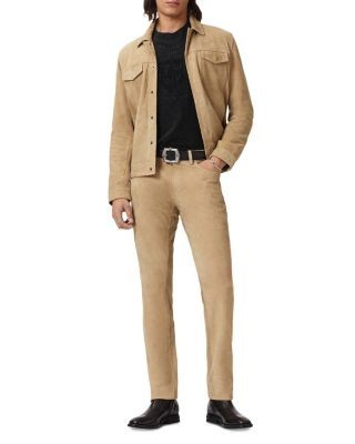 John Varvatos Seth Embossed Suede Slim Fit 5-Pocket Trousers