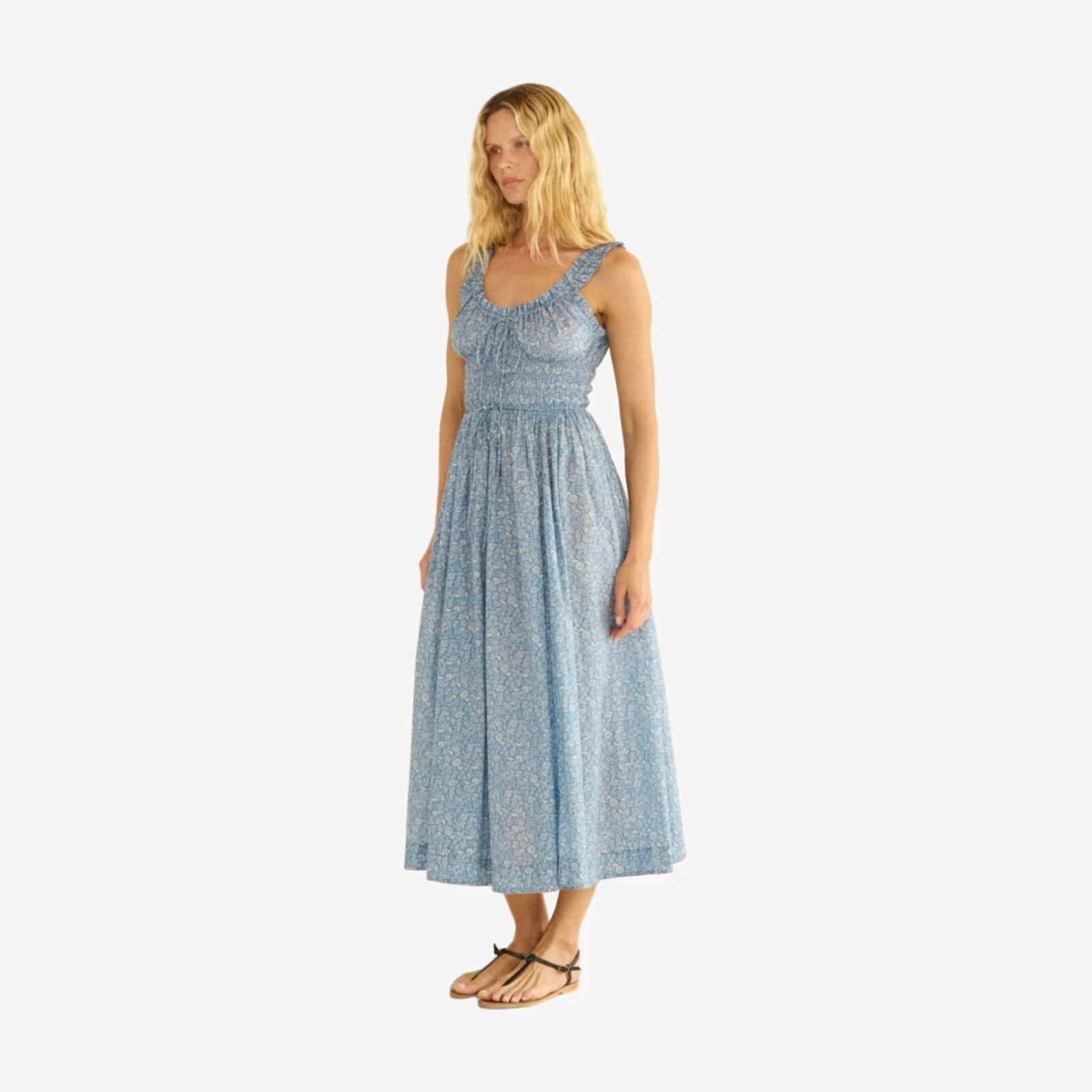 EMMARETTA DRESS -- BLUE GARDEN BLOOM