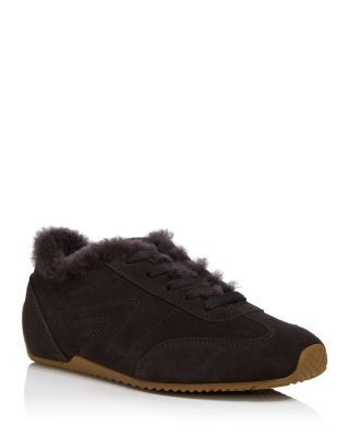 rag & bone Women's Retro Runner Slim Suede Shearling Lined Sneakers