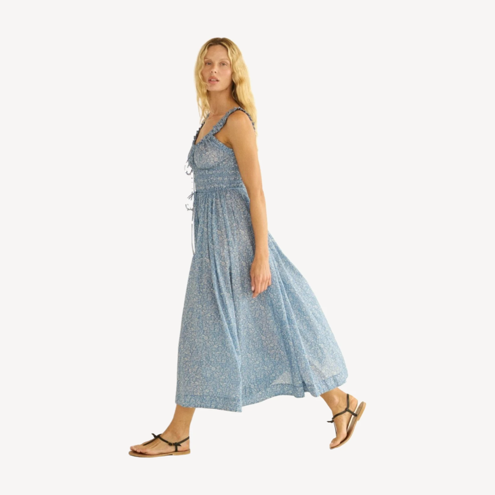 EMMARETTA DRESS -- BLUE GARDEN BLOOM