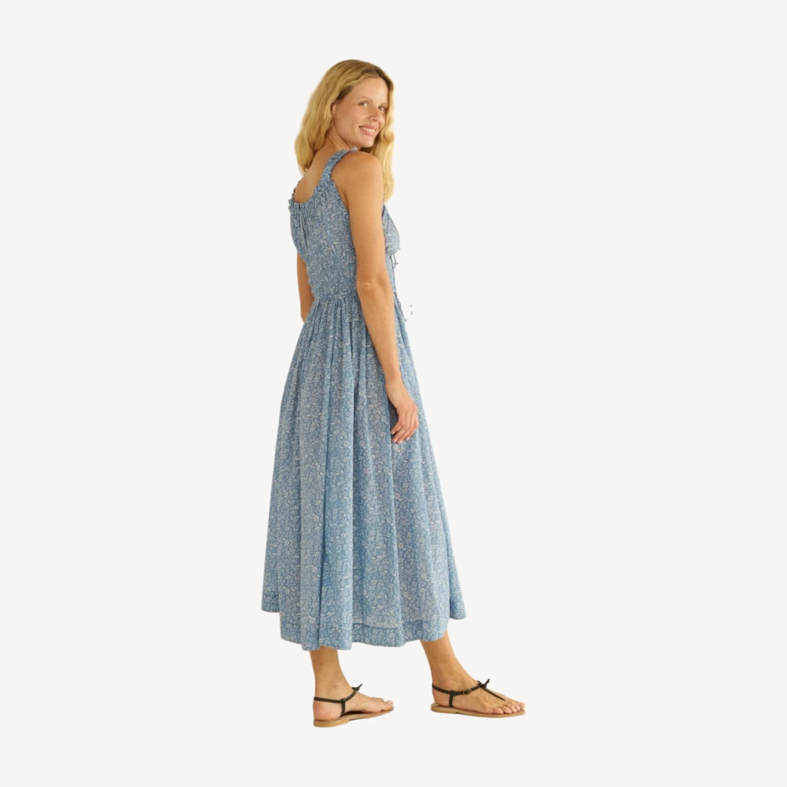 EMMARETTA DRESS -- BLUE GARDEN BLOOM