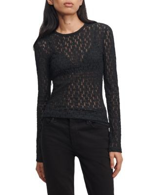 rag & bone Bardot Long Sleeve Textured Top