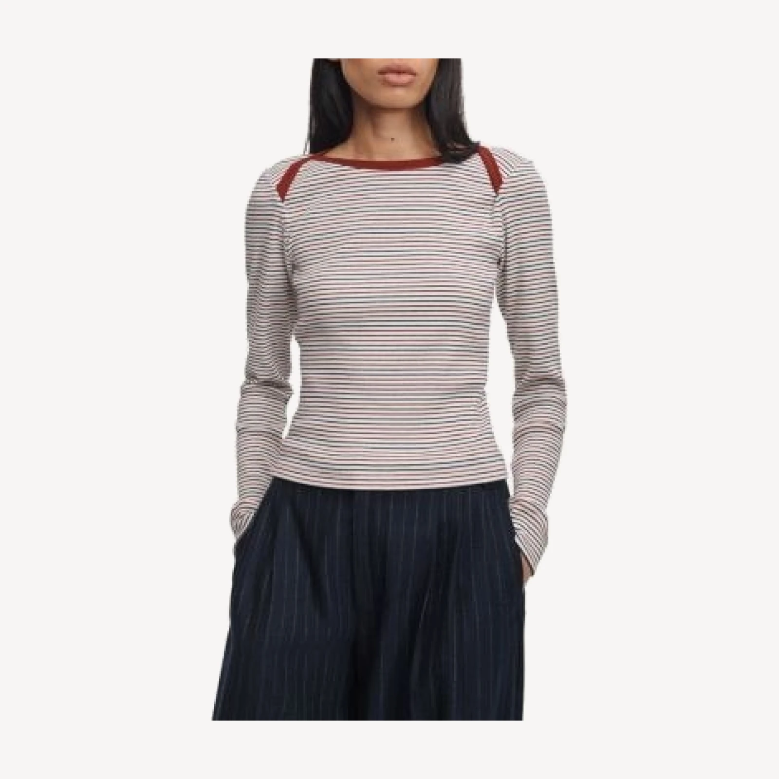 rag & bone The Essential Cotton Blend Rib Bateau Top