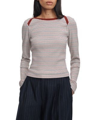 rag & bone The Essential Cotton Blend Rib Bateau Top