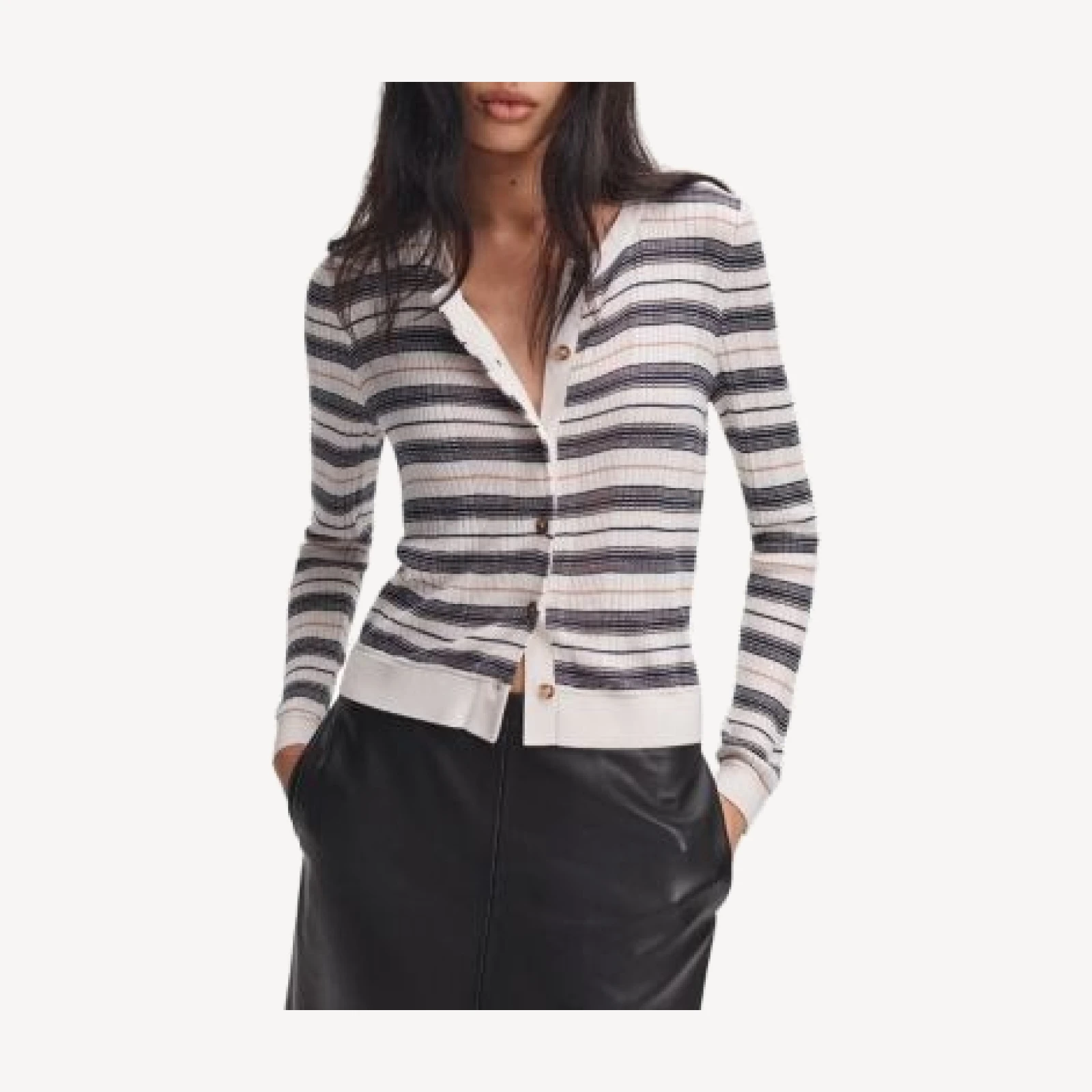 rag & bone Teresa Striped Rib Knit Cardigan