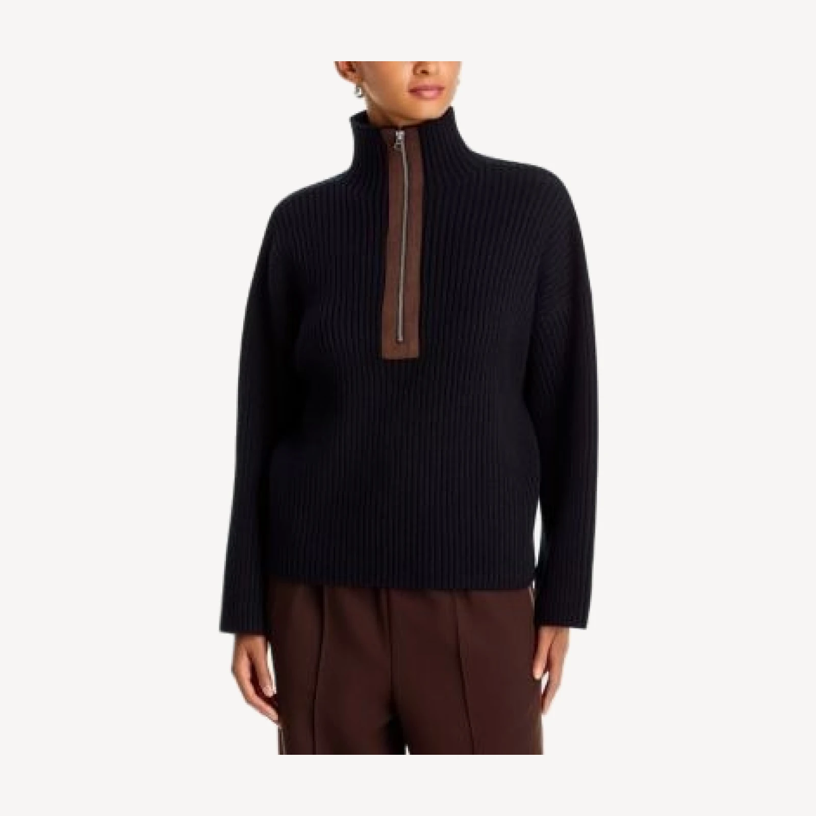 rag & bone Sigrid Wool Faux Suede Trim Sweater