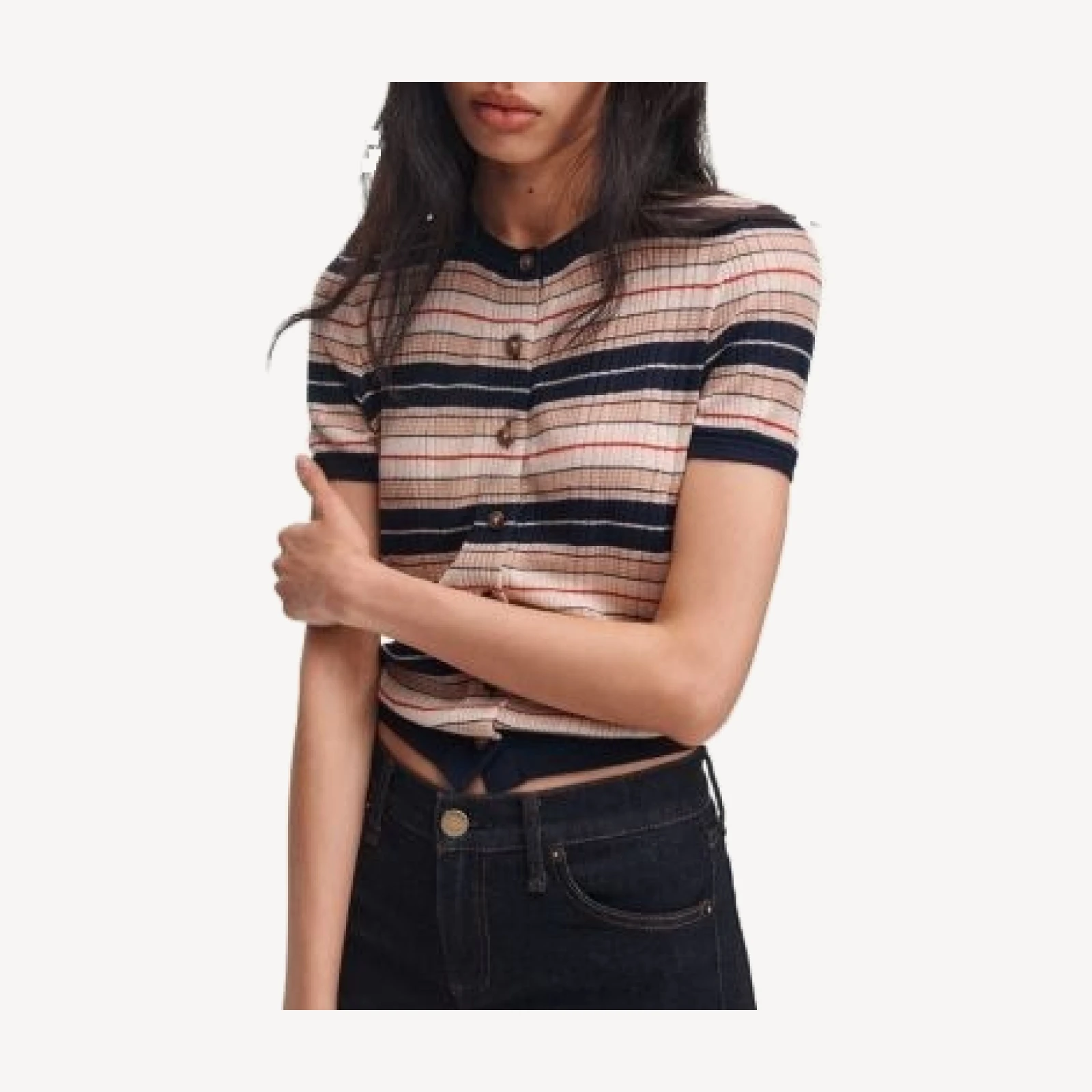 rag & bone Teresa Striped Short Sleeve Cardigan